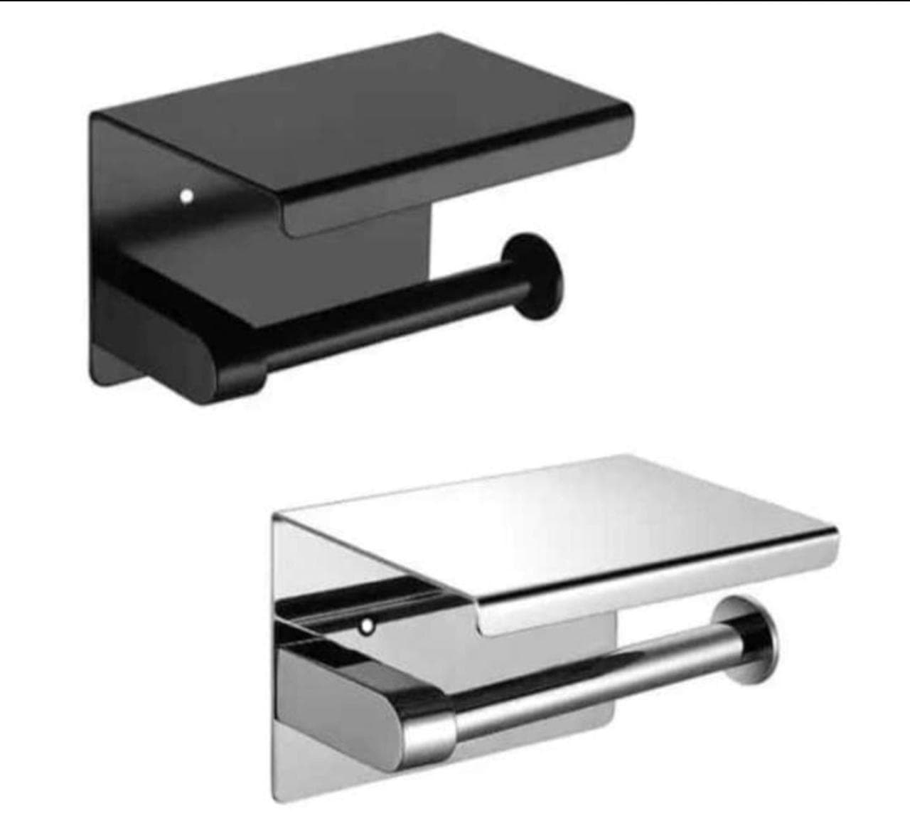 LIRLEE Tissue Holder with Phone Holder (Black & Silver)